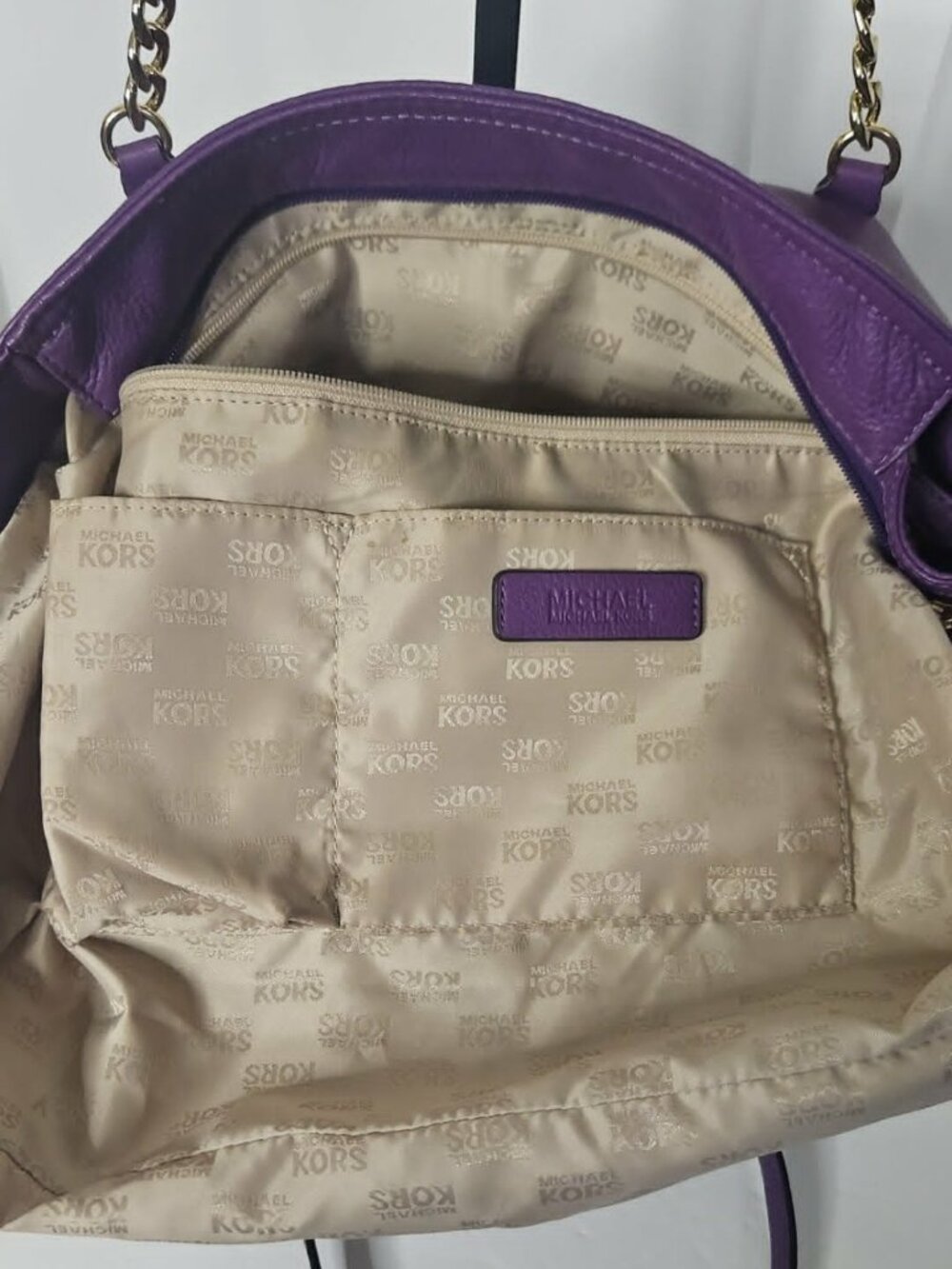 Authentic Michael Kors Purple Pebbled Leather Tote - Picture 7 of 9